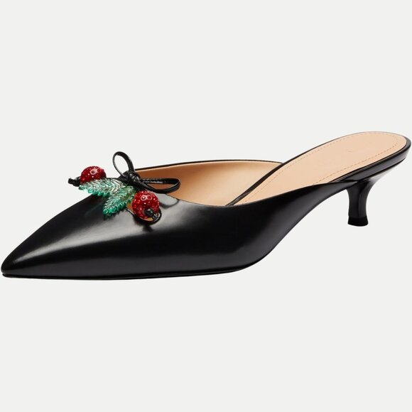 Coach Women's Runway Mule with Cherries Ballet Flat Shoes Black Size 8 - Picture 1 of 9